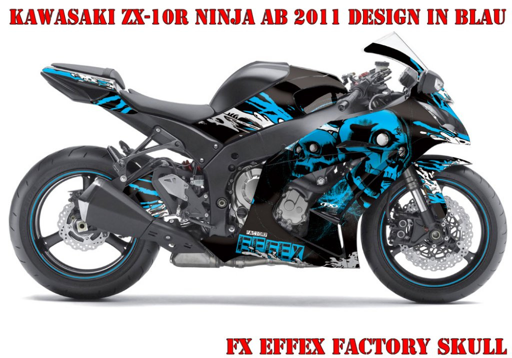 Beispiel Bild für die Farben, Skull Blau für Kawasaki ZX-10R Ninja 2011-2015